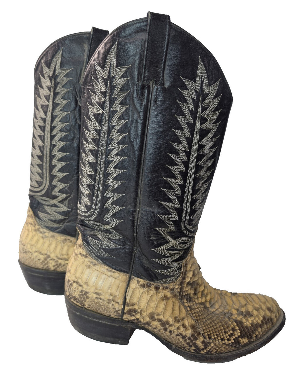 Cowtown Vintage Western Python Snakeskin Exotic Cowboy Boots Mens Size 10 D